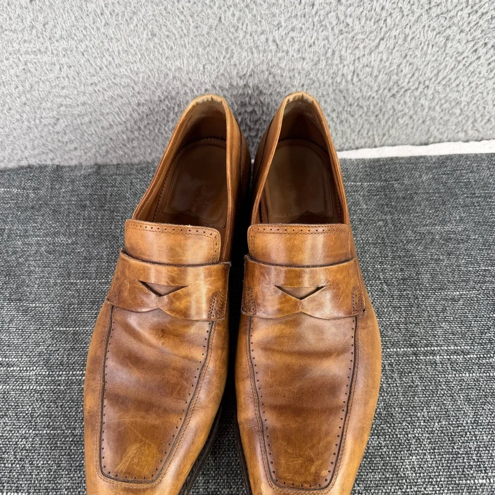 Silvano Sassetti Penny Loafers Mens 11.5 Tan Leather Goodyear Welt Italy 7595